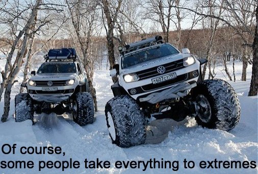 VW Amarok trucks adapted for a polar expedition