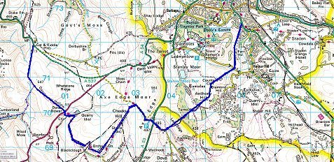 Walk from the Cat & Fiddle to Buxton. Click to Enlarge